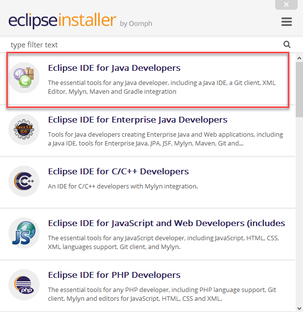 install eclipse IDE