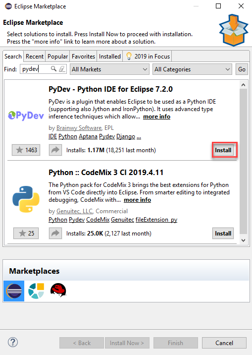 install python with eclipse